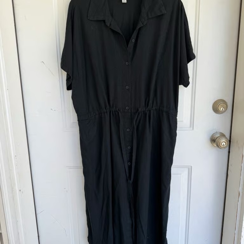 Classic Black Button-Front Women’s Dress